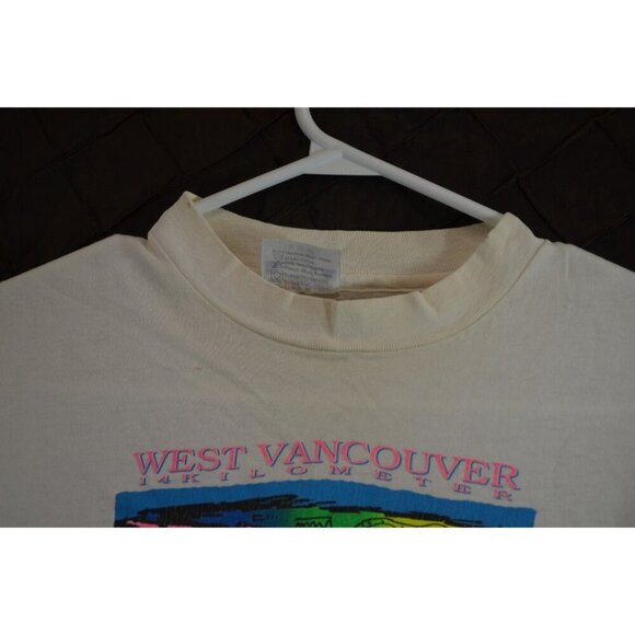 West Vancouver 14 Kilometer Coho Run 1990 Medium White Shirt Hanes Vintage YMCA - Picture 3 of 12
